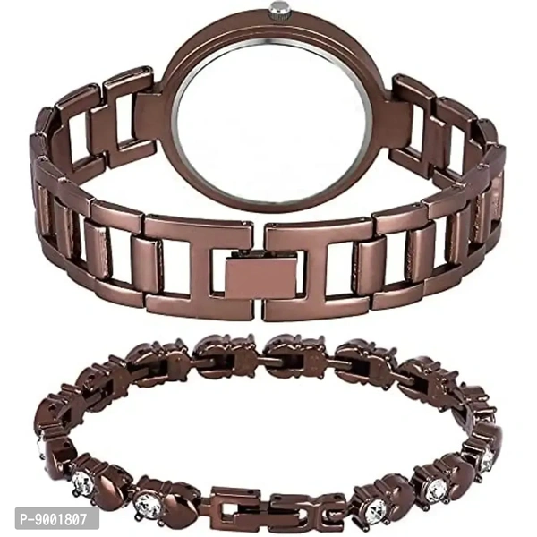 PAPIO Analog Women's Watches and Girls Watches with Bracelet (Brown Dial Brown Color Metal Belt)