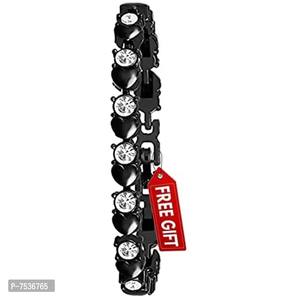 Acnos Brand Black Heart in White Diamond Shape Belt Bengle White Dial with Bracelet Analog Girls Watch for Women