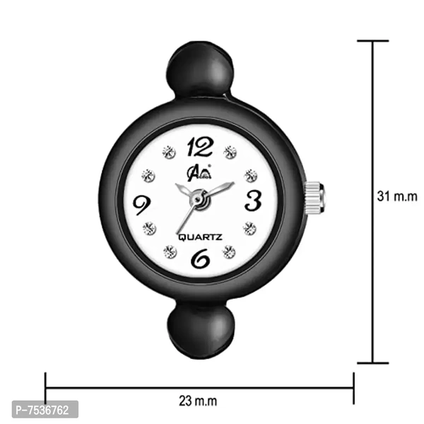 Acnos Brand Black Heart in Red Diamond Shape Belt Bengle White Dial with Bracelet Analog Girls Watch for Women