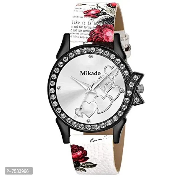 Mikado White Lil Heart Analog Watch for Girls Analog Watch - for Girls