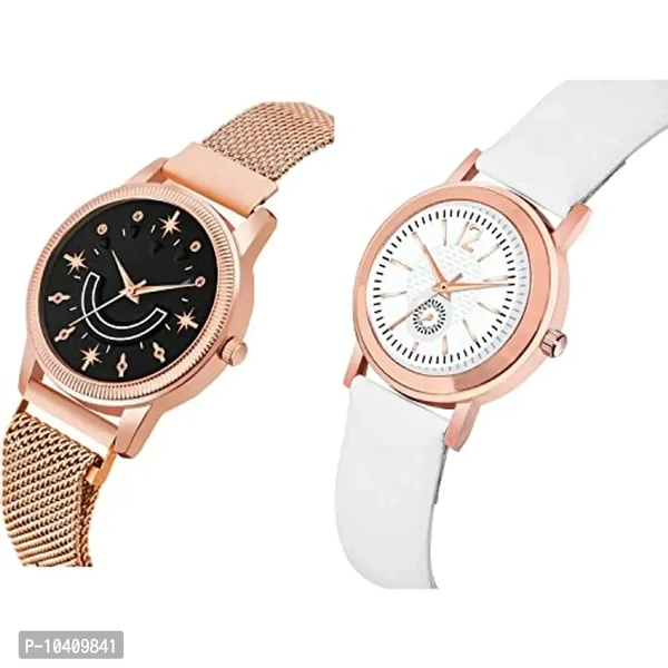 NEUTRON Style Analog Black and White Color Dial Girls Watch - GW71-GW8 (Pack of 2)