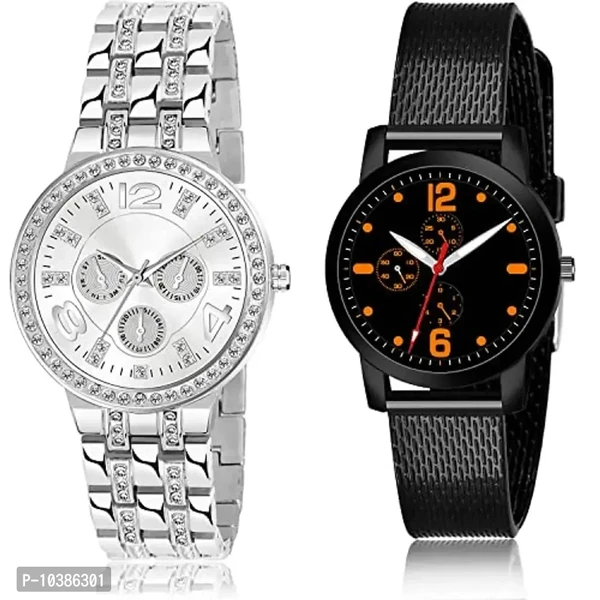 NEUTRON Traditional Analog Silver and Black Color Dial Girls Watch - G629-(70-L-10) (Pack of 2)