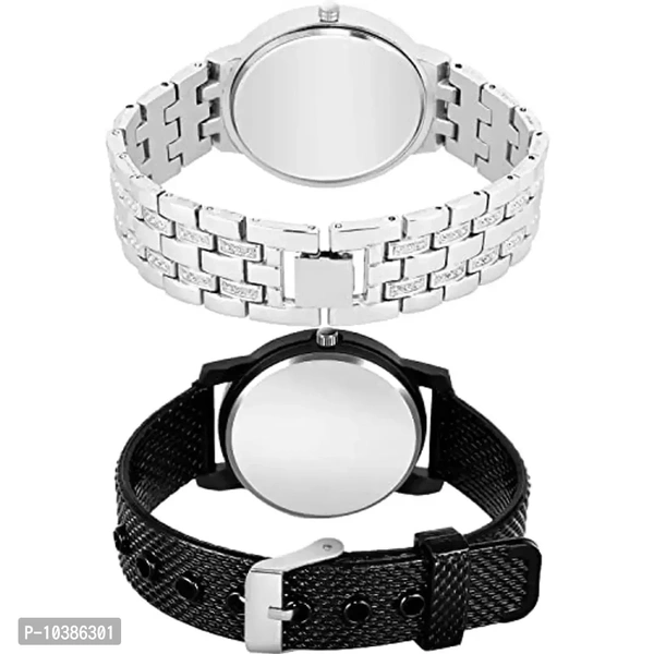 NEUTRON Traditional Analog Silver and Black Color Dial Girls Watch - G629-(70-L-10) (Pack of 2)