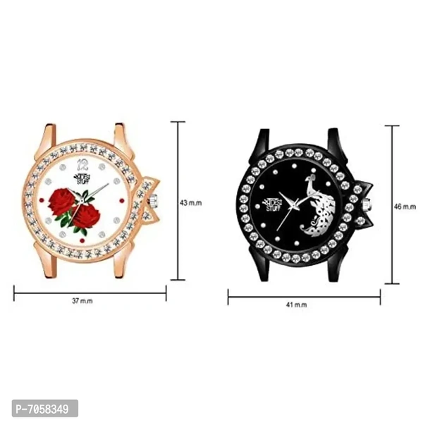 Swadesi Stuff White Black Color Analogue Watch for Women Girls - Combo of 2 Watches