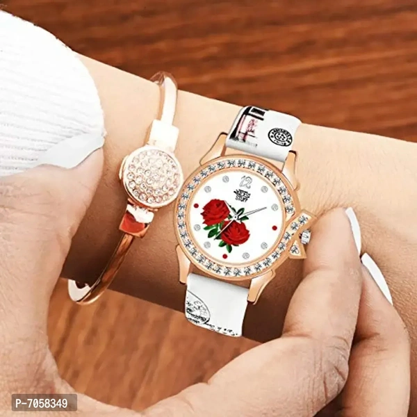Swadesi Stuff White Black Color Analogue Watch for Women Girls - Combo of 2 Watches