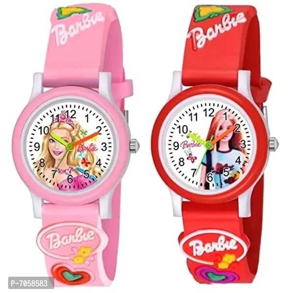 Swadesi Stuff Analogue White Dial Kids Watch for Girls (Pink RED)