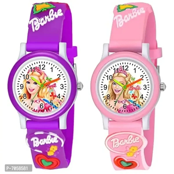 Swadesi Stuff Analogue White Dial Kids Watch for Girls (Pink Purple)