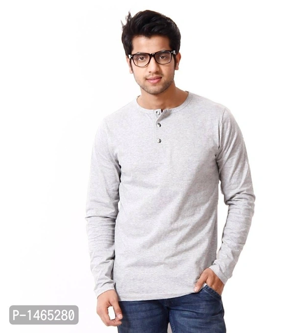 Multicoloured Cotton Blend Solid Henley Tees Pack of 2 - M