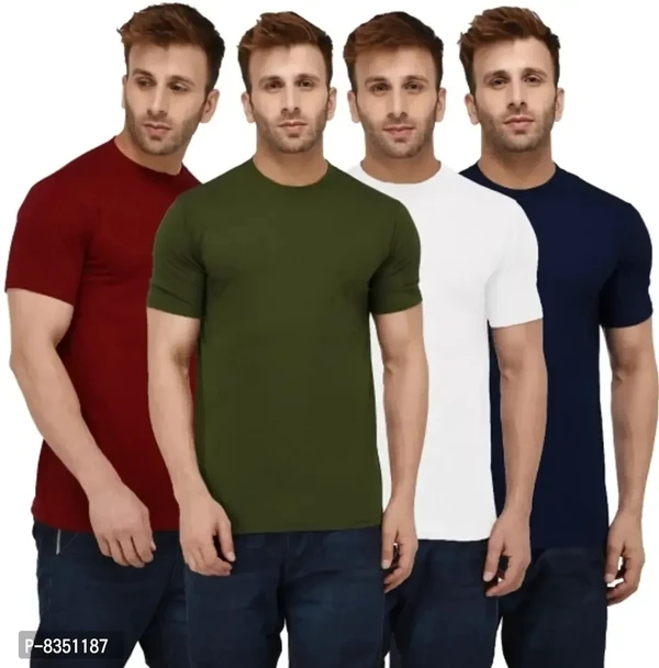 Pretty Cotton Multicoloured Tees Combo For Men Pack Of 4 - M