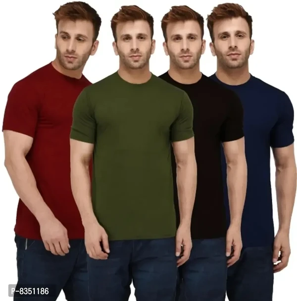 Pretty Cotton Multicoloured Tees Combo For Men Pack Of 4 - M