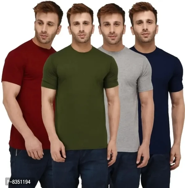 Pretty Cotton Multicoloured Tees Combo For Men Pack Of 4 - M