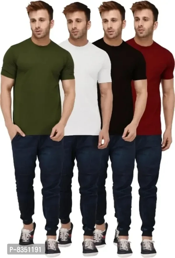 Pretty Cotton Multicoloured Tees Combo For Men Pack Of 4 - M