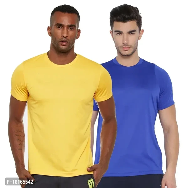 Men Multicolor Polyester Dri-Fit T-Shirt Pack of 2 - S