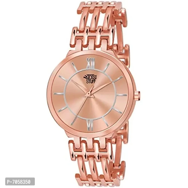 Swadesi Stuff Casual Analogue Girl's Women's Watch (Rose Gold Dial Rose Gold Colored Strap)