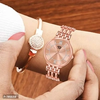 Swadesi Stuff Casual Analogue Girl's Women's Watch (Rose Gold Dial Rose Gold Colored Strap)