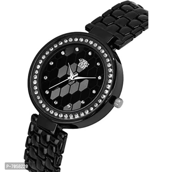 SWADESI STUFF All-metal watch Analogue Women's Watch(Black Dial Black Colored Strap)
