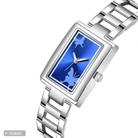 Acnos Brand Blue Square Dial Silver Chain Belt Analogue Watch for Girl's and Women's Pack of - 1