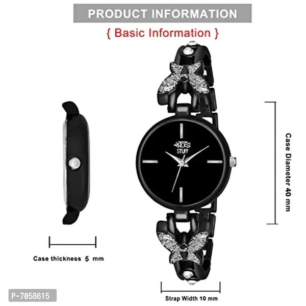 Swadesi Stuff Exclusive Luxury Butterfly Stainless Strap Analog Watch for Women and Girls (Black)