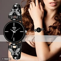 Swadesi Stuff Exclusive Luxury Butterfly Stainless Strap Analog Watch for Women and Girls (Black)