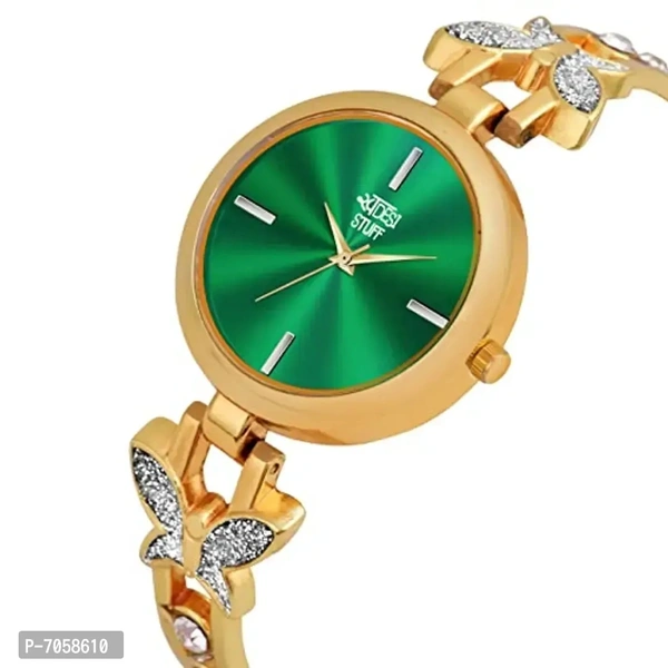 Swadesi Stuff Exclusive Luxury Butterfly Stainless Strap Analog Watch for Women and Girls (Gold)