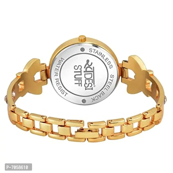 Swadesi Stuff Exclusive Luxury Butterfly Stainless Strap Analog Watch for Women and Girls (Gold)