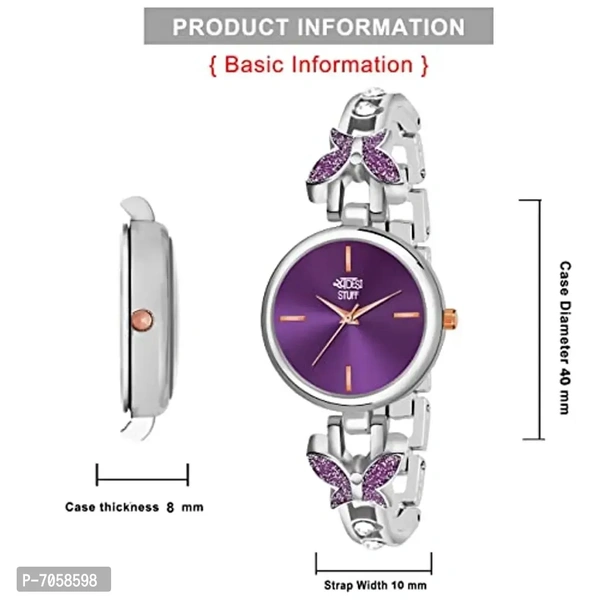 Swadesi Stuff Exclusive Luxury Butterfly Stainless Strap Analog Watch for Women and Girls (Silver)