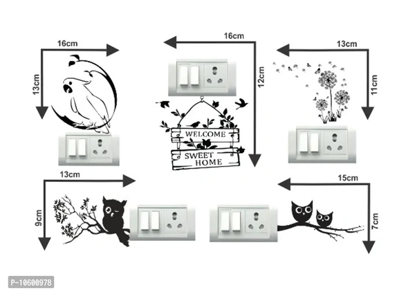 Black Bird Switch Board Wall Sticker set of 5