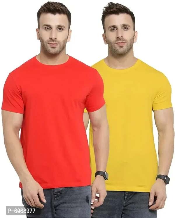 Fabulous Cotton Blend Solid Round Neck Tees For Men And Boys (Pack Of 2) - 2XL