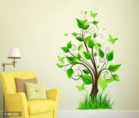 Green leaf small tree with grass wall sticker