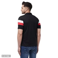 GRITSTONES Men's Regular Fit Cotton Half Sleeve Color Block Printed Polo T-Shirt - L