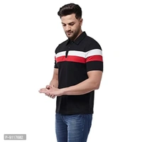 GRITSTONES Men's Regular Fit Cotton Half Sleeve Color Block Printed Polo T-Shirt - L