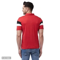 GRITSTONES Men's Regular Fit Cotton Half Sleeve Color Block Printed Polo T-Shirt - Red, L