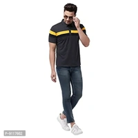 GRITSTONES Men's Regular Fit Cotton Half Sleeve Color Block Printed Polo T-Shirt - S