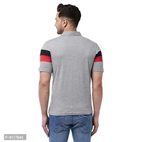 GRITSTONES Men's Regular Fit Cotton Half Sleeve Color Block Printed Polo T-Shirt - Gray, S