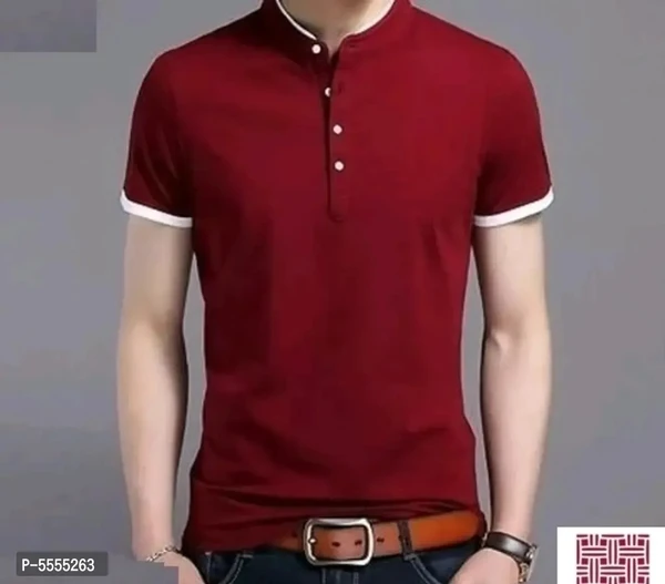 Stylish Cotton T-shirt - Maroon, M