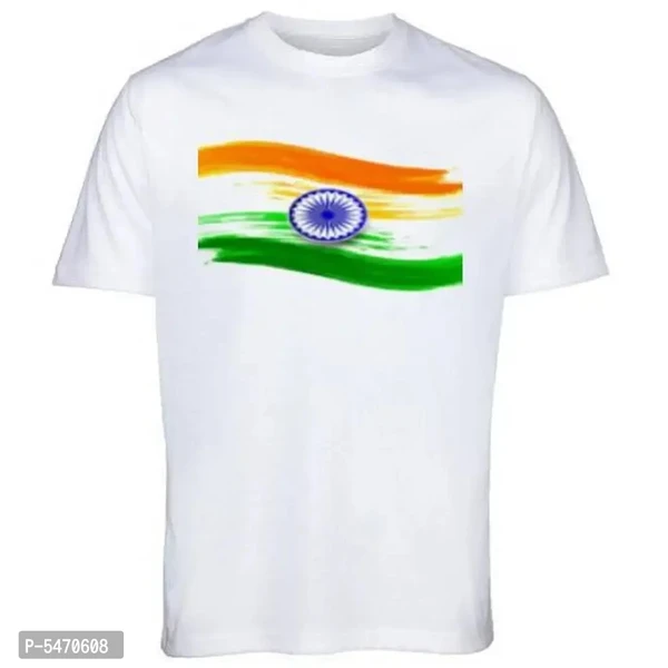 Round Neck Half Sleeve Independence Day White T-Shirt For Men/Women - White, M