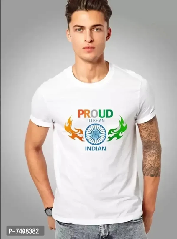 Stunning White Polyester Printed Independence Day Proud To Be Indian Tees For Men - White, L