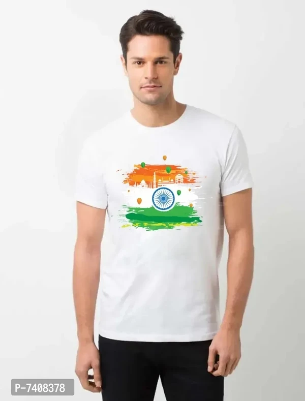 Stunning White Polyester Printed India Taj Tees For Men - White, M