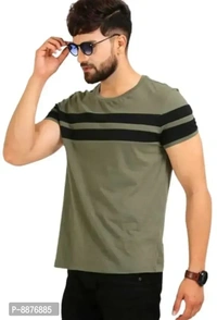 Classic Polyester Blend Striped Tshirt for Men, Pack of 2 - XL