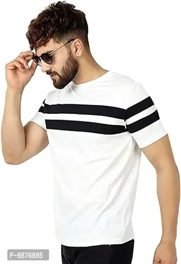 Classic Polyester Blend Striped Tshirt for Men, Pack of 2 - XL
