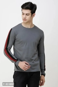 Solid Men Round Neck Grey T-Shirt - Gray, M