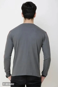 Solid Men Round Neck Grey T-Shirt - Gray, M