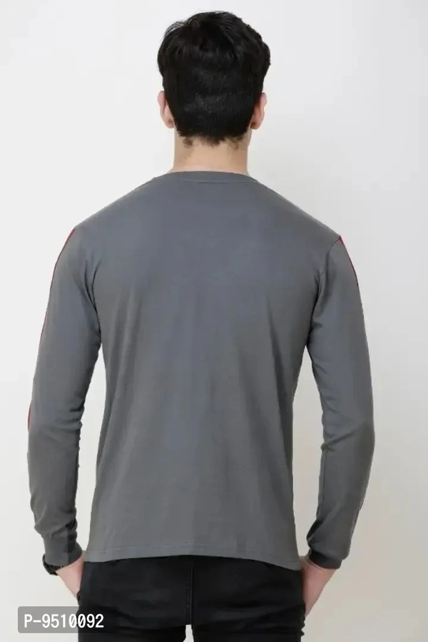 Solid Men Round Neck Grey T-Shirt - Gray, M