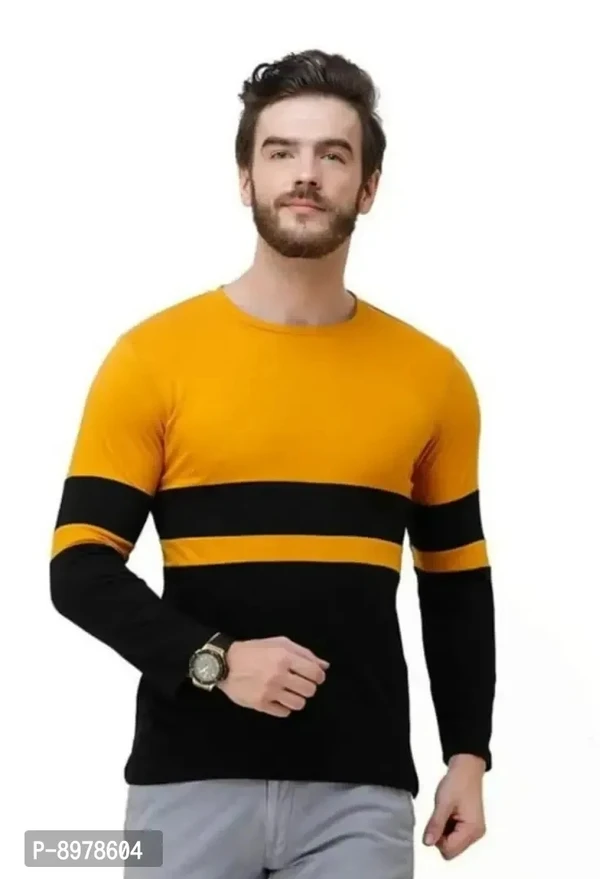 Stylish Round Neck Cotton Full Sleeve T-shirt For Men - Web Orange, M