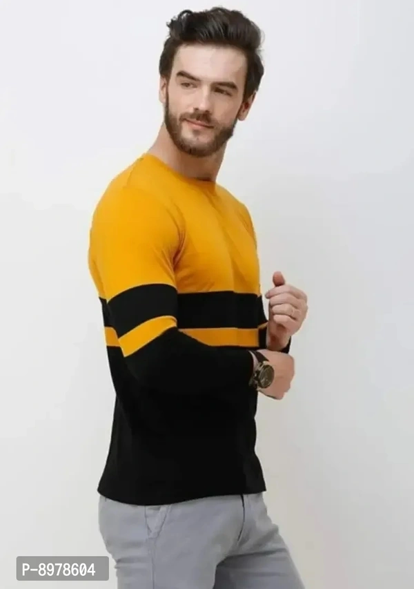 Stylish Round Neck Cotton Full Sleeve T-shirt For Men - Web Orange, M