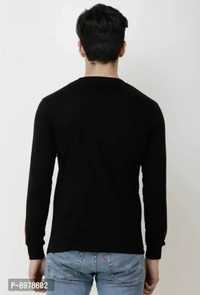 Stylish Round Neck Cotton Full Sleeve T-shirt For Men - M, Black