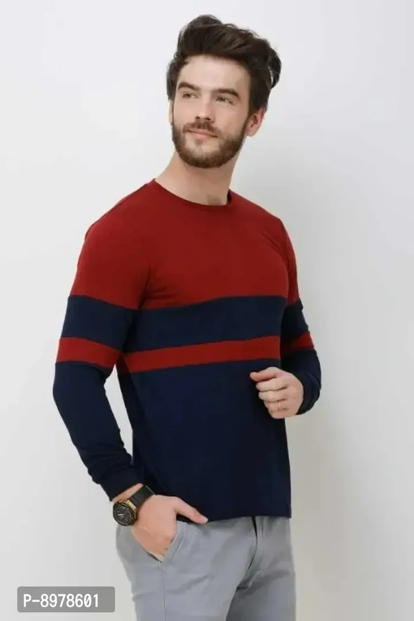 Stylish Round Neck Cotton Full Sleeve T-shirt For Men - M