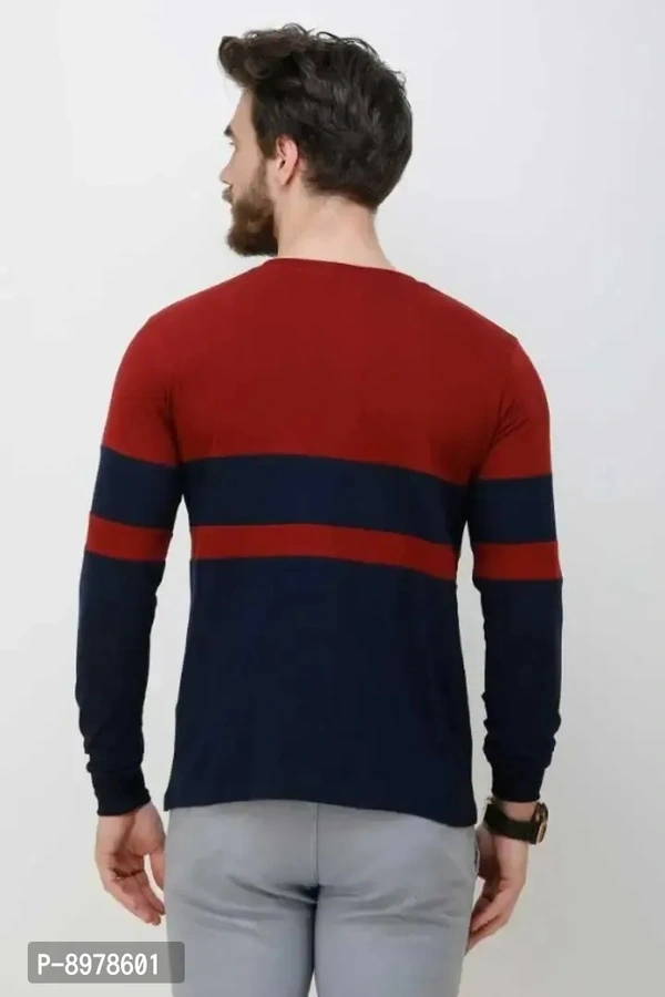 Stylish Round Neck Cotton Full Sleeve T-shirt For Men - 2XL