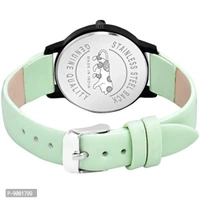 PAPIO Analogue Women's Watch and Girl's Watch (Black Dial Green Color Leather Belt)