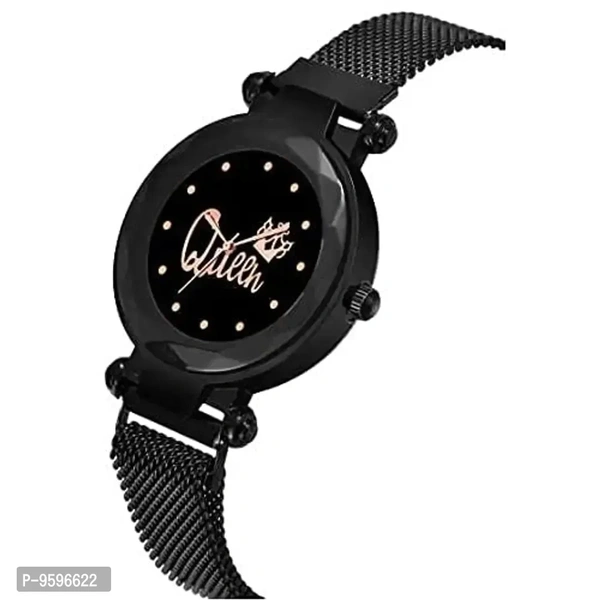 ZUPERIA Magnetic Strap Queen Dial Analogue Watch with Fancy Bracelet for Girls & Women (Rose Gold & Black5)